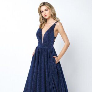 NEW FLOOR LENGTH OFF SHOULDER SLEEVELESS A-LINE DRESS WITH LACE UP BACK JT 201